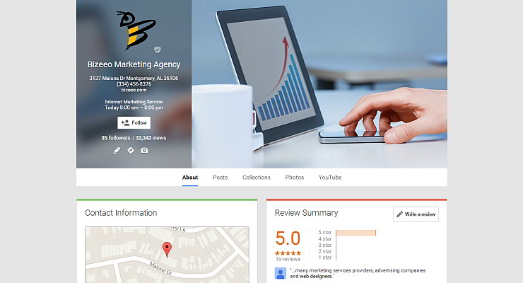 Profile Image on Google+ Local Listing - Bizeeo Marketing Agency Montgomery AL